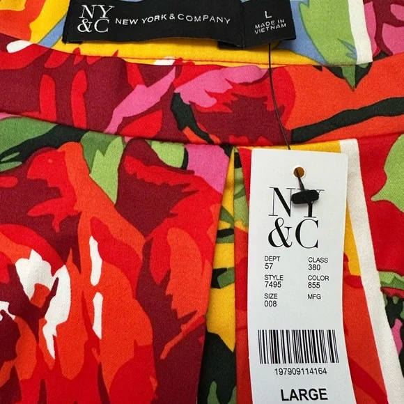 NWT New York & Company Floral Patchwork Boho Colorful  Midi Skirt. - Picture 10 of 13